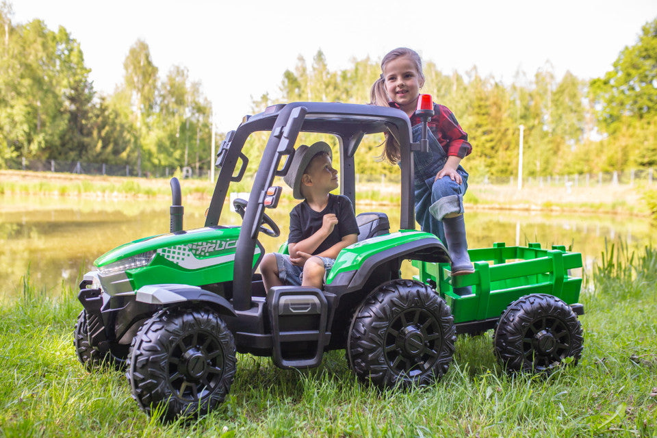 AgriPow 24V Electric Ride On Tractor with Trailer Green